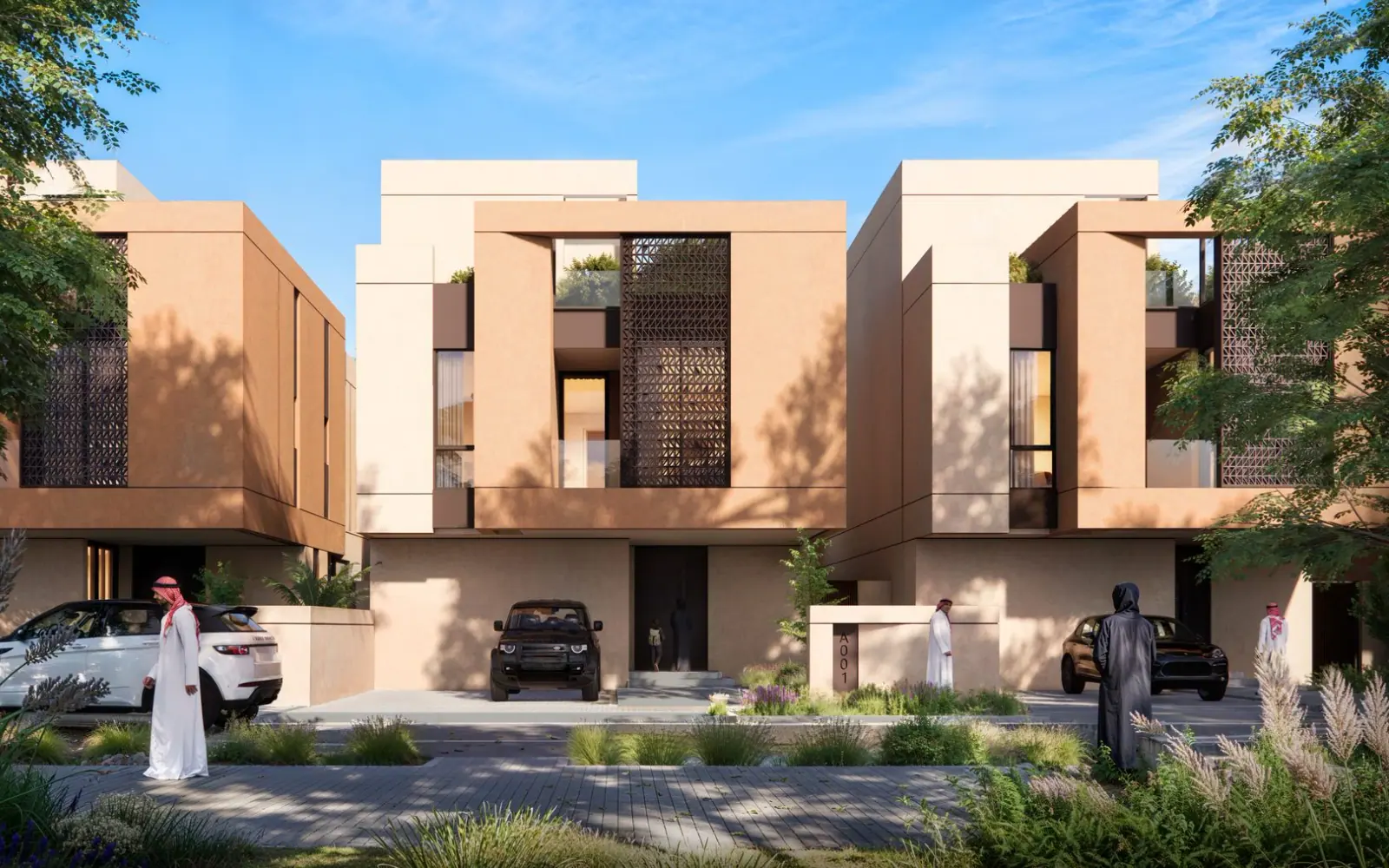 Render of modern villas at Deera by Retal